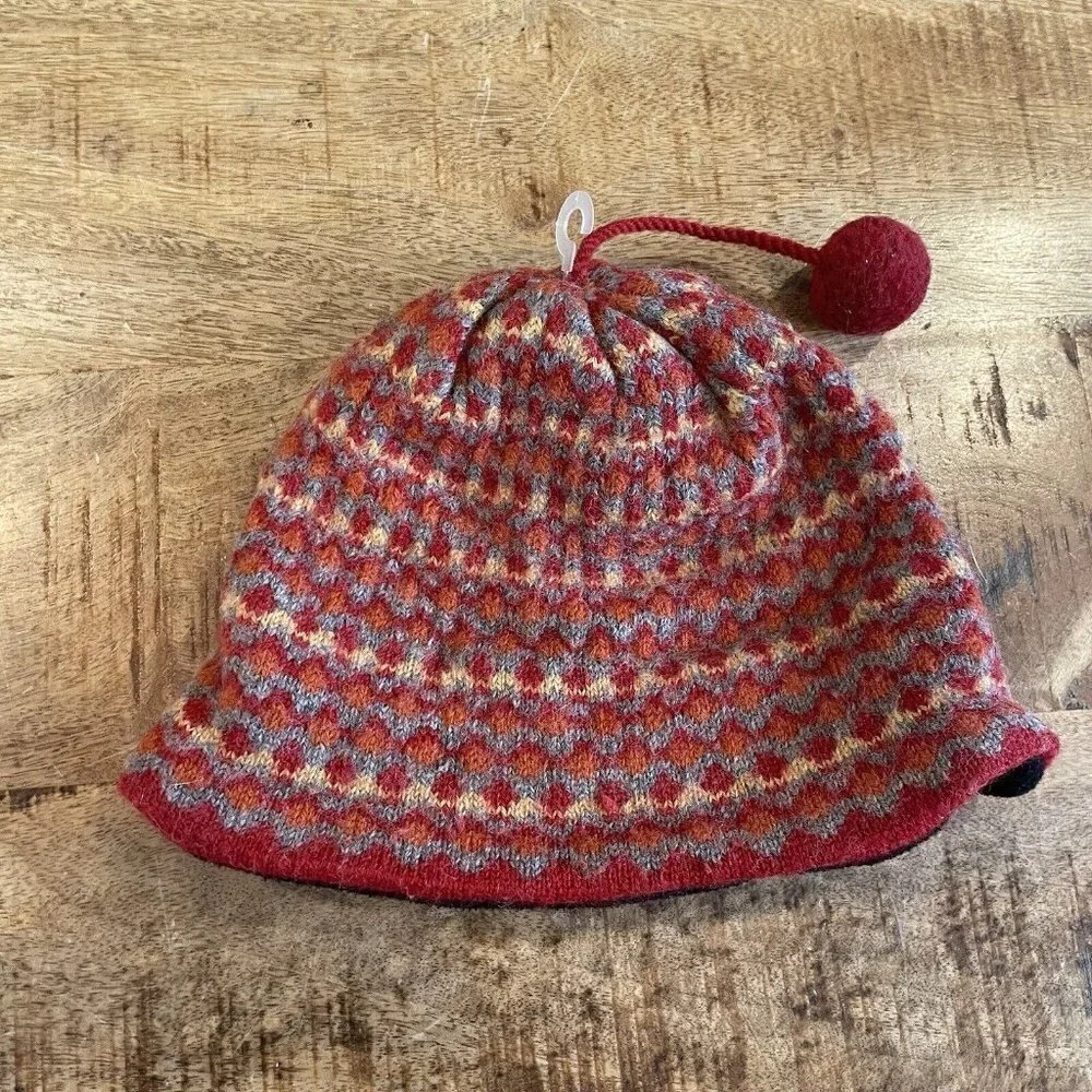 Merkley Knit Hat vtg Ski Cap Mt. Bachelor Beanie retro Aztec Wool fleece toddler